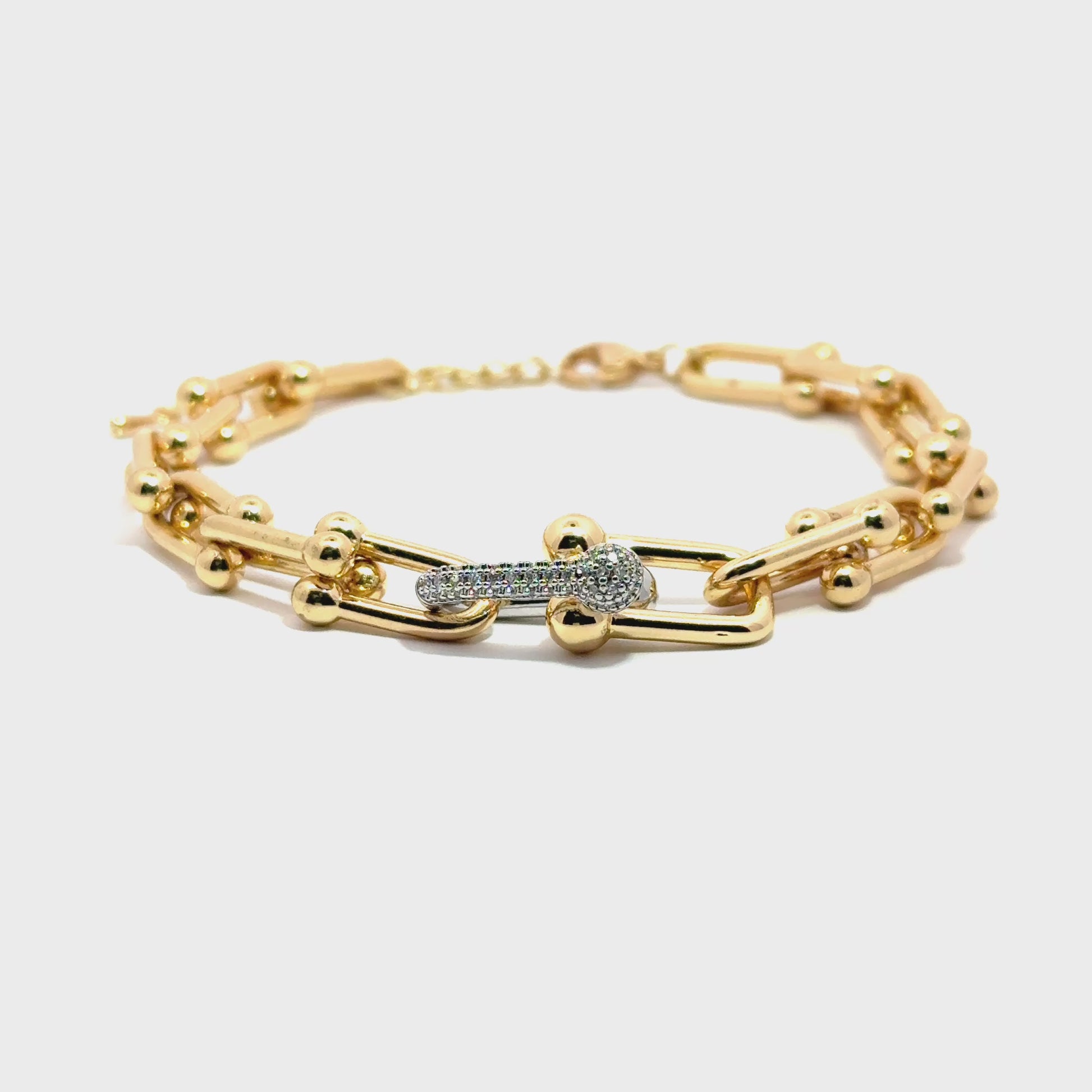 Brățară damă DOUĂ TONURI, placată cu Aur