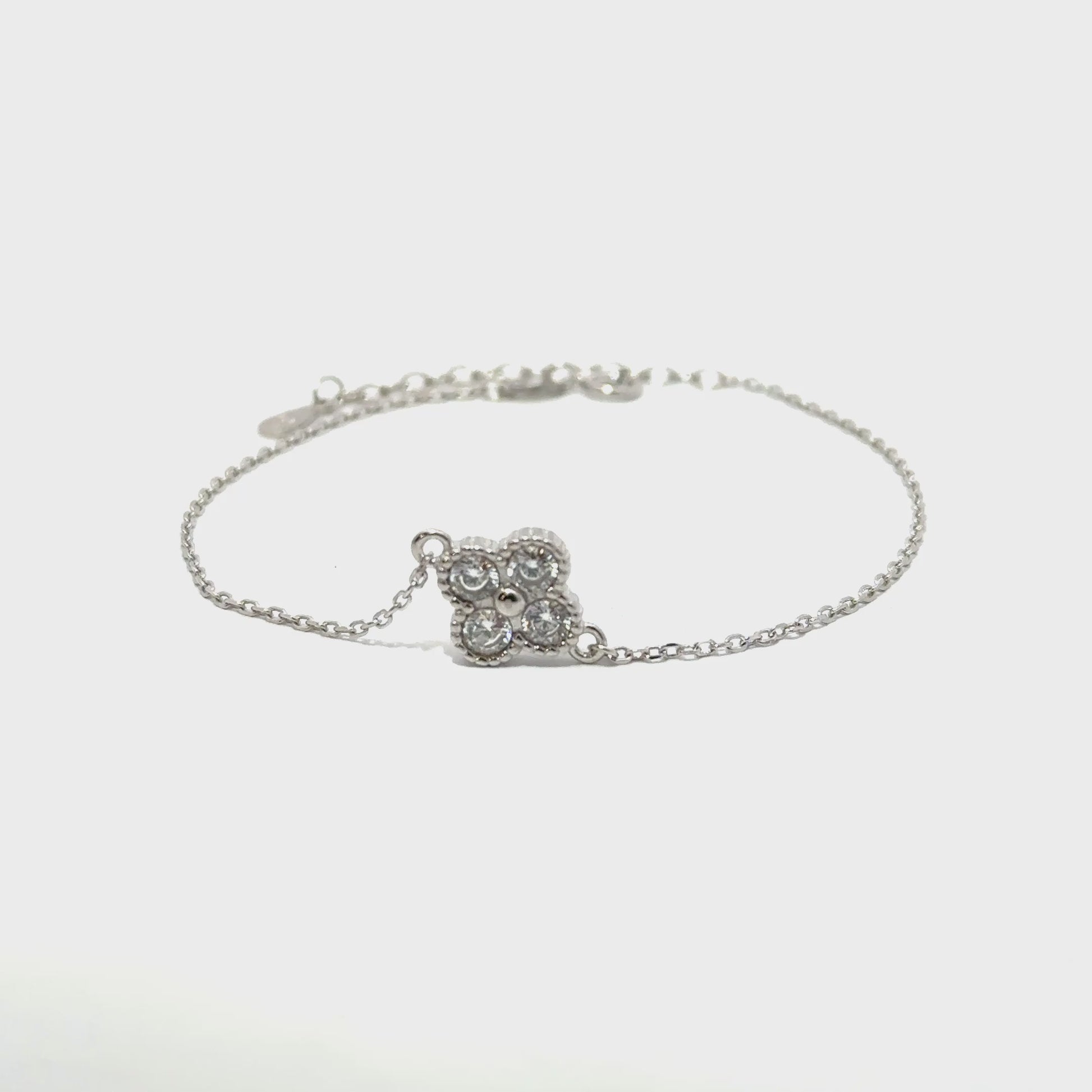 Brățară damă FLOARE CU CRISTALE, argint + zirconia