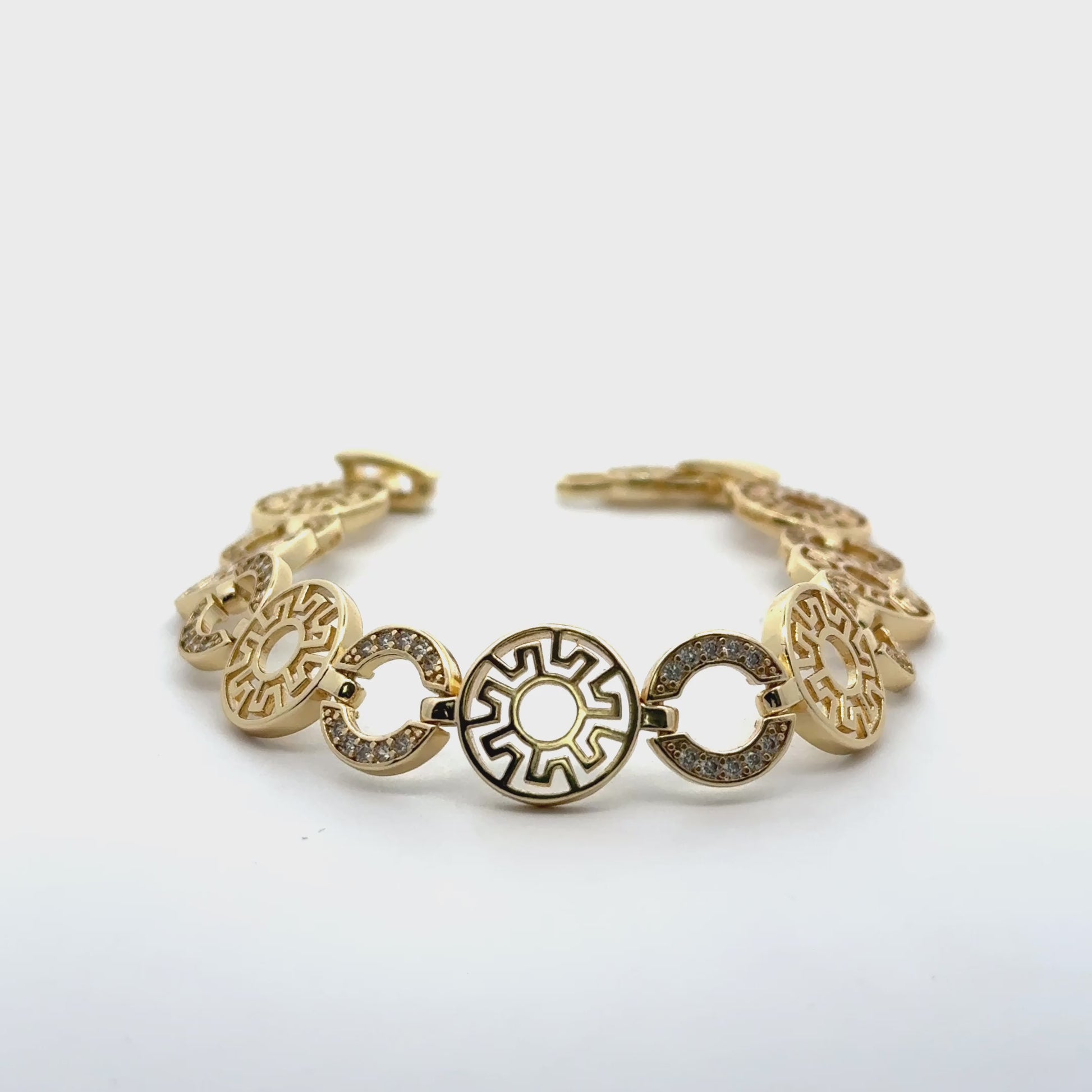 Brățară damă GREEK, placată cu aur + zirconia