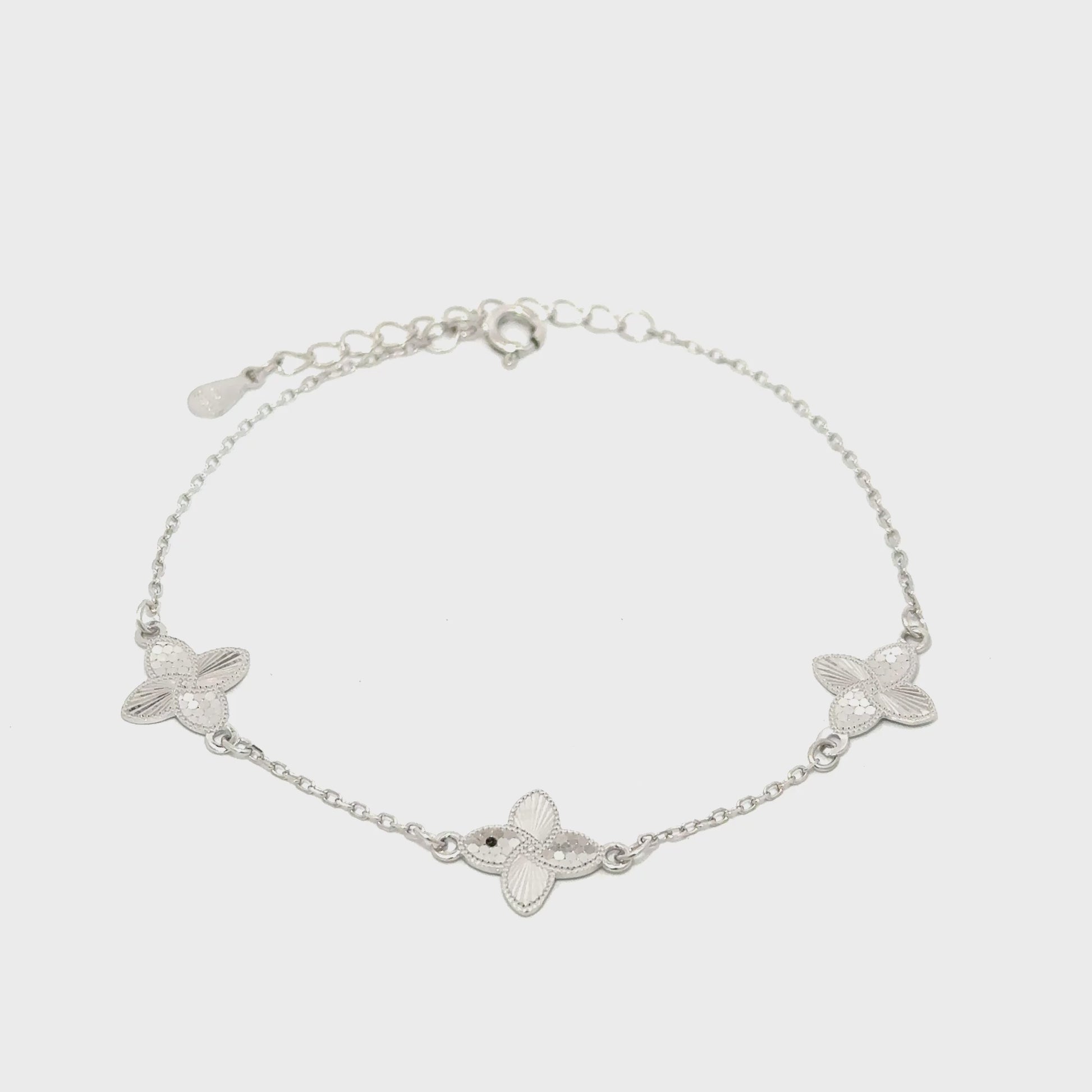 Brățară damă 3 FLORI, argint rodiat