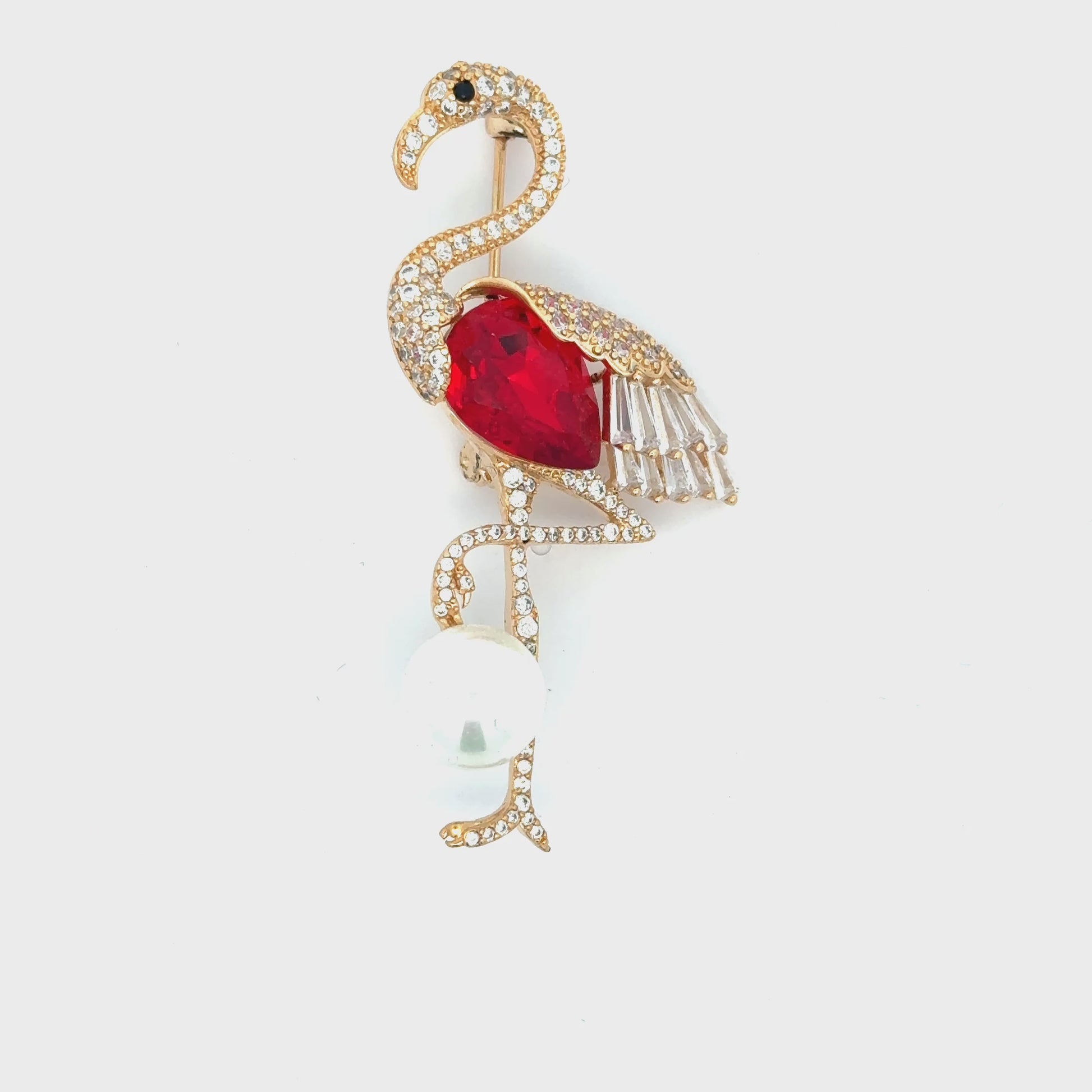 Broșă Swarovski Flamingo – Placată cu Aur de 18K