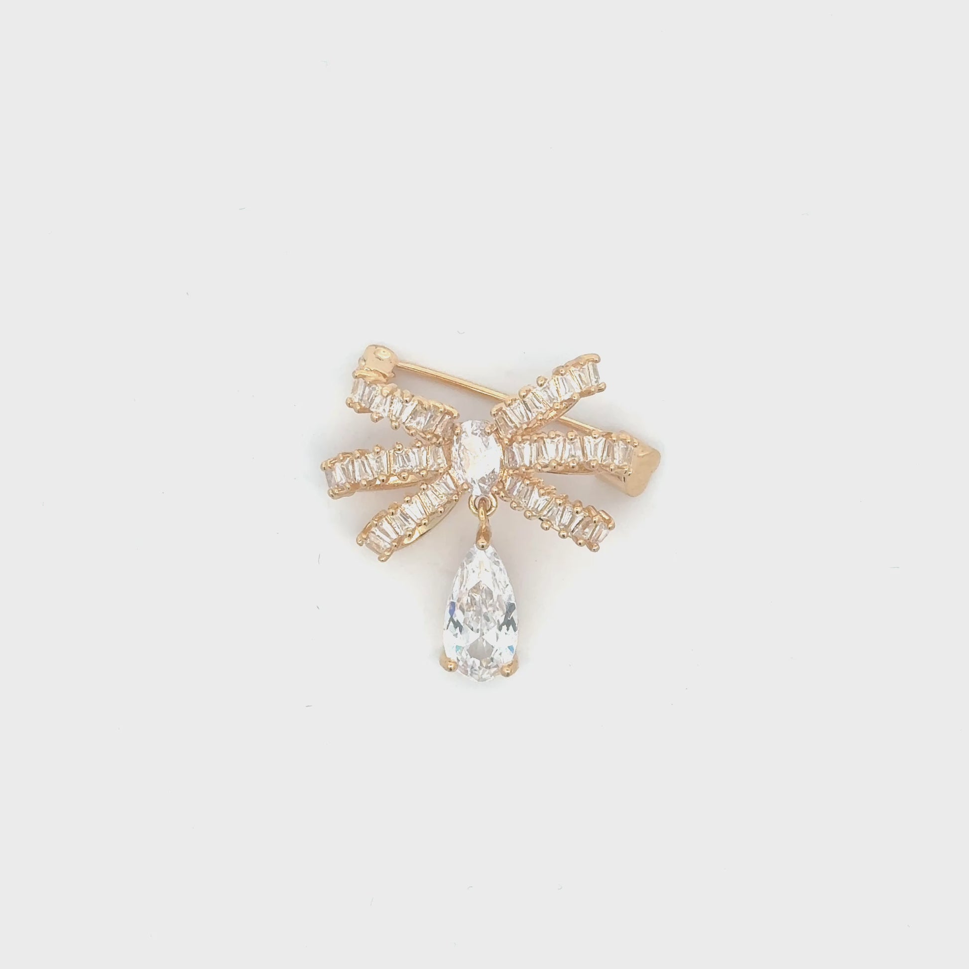 Broșă Swarovski Fundiță – placată cu aur 18K, din oțel inoxidabil