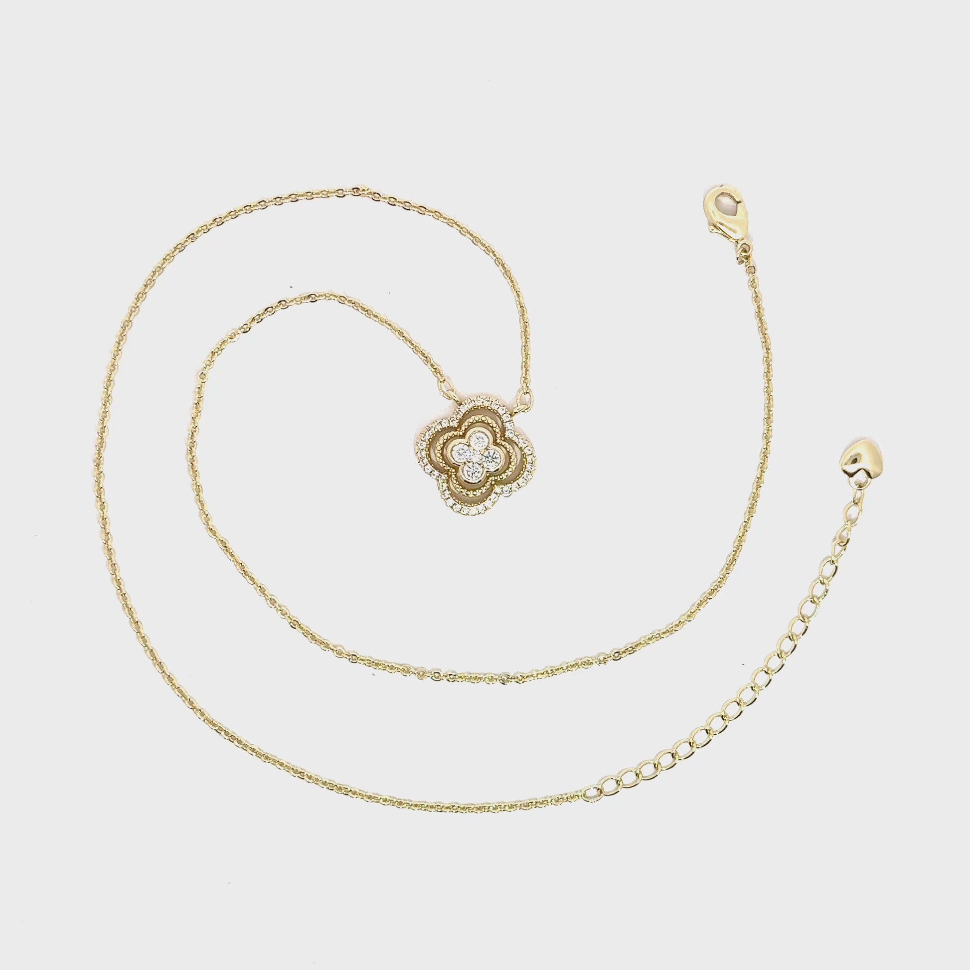 Lanț damă FLOARE, placat cu aur + zirconia