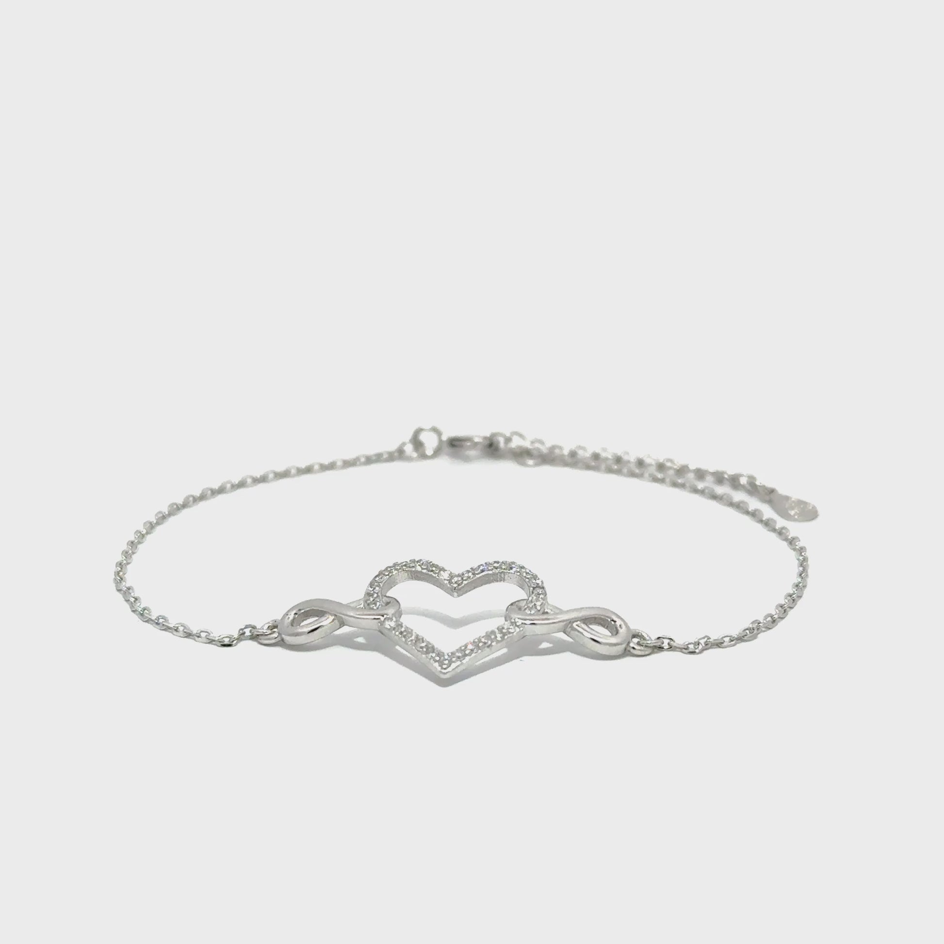 Brățară damă Inimă în brațele infinitului, argint + zirconia