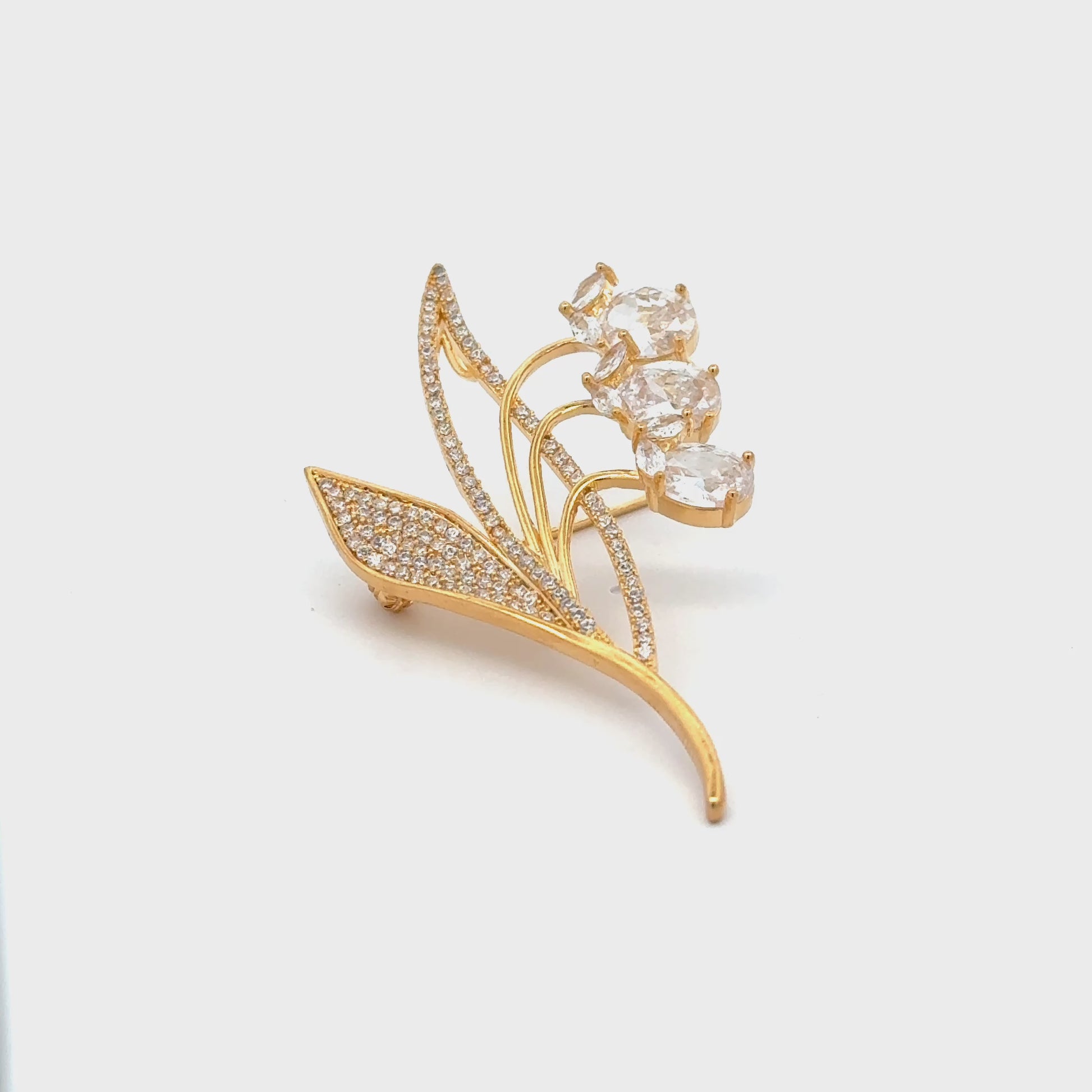 Broșă Swarovski în forma unui ghiocel – Placată cu Aur de 18K