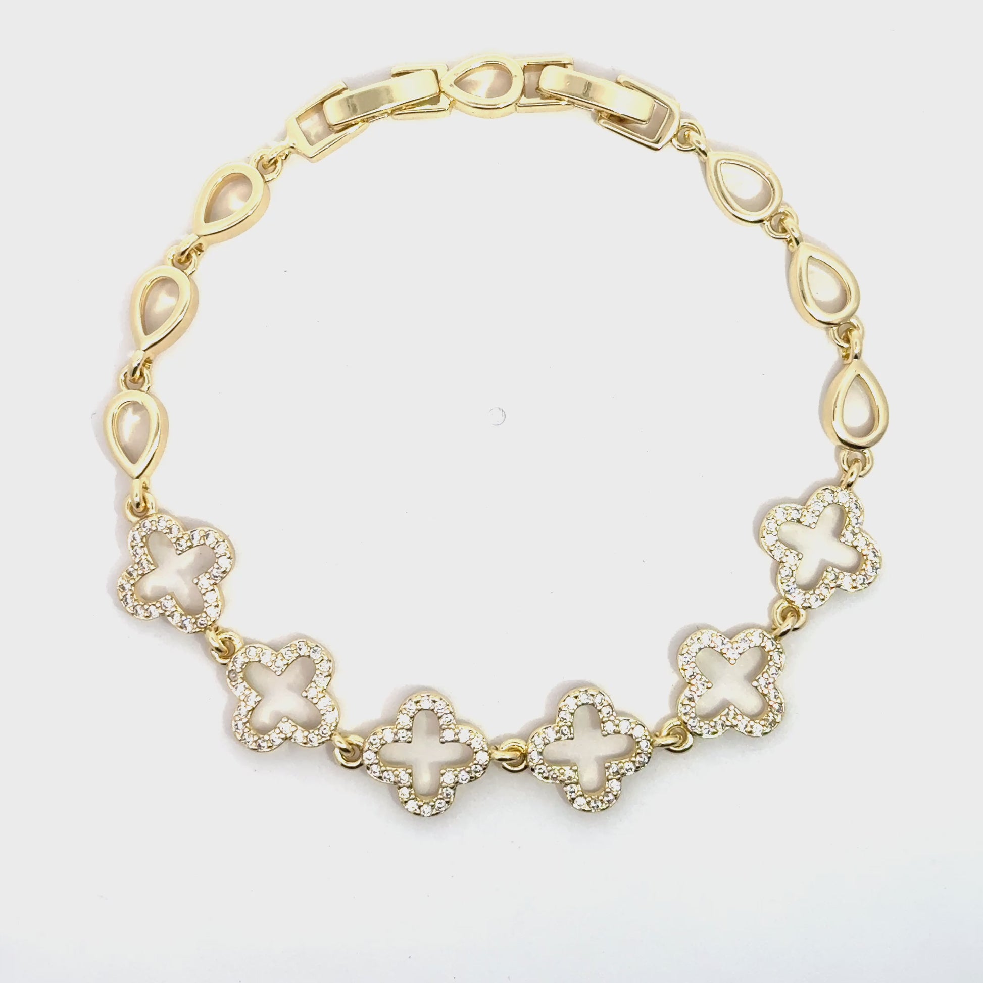 Brățară damă FLOARE, placată cu Aur si cristale de Zirconia