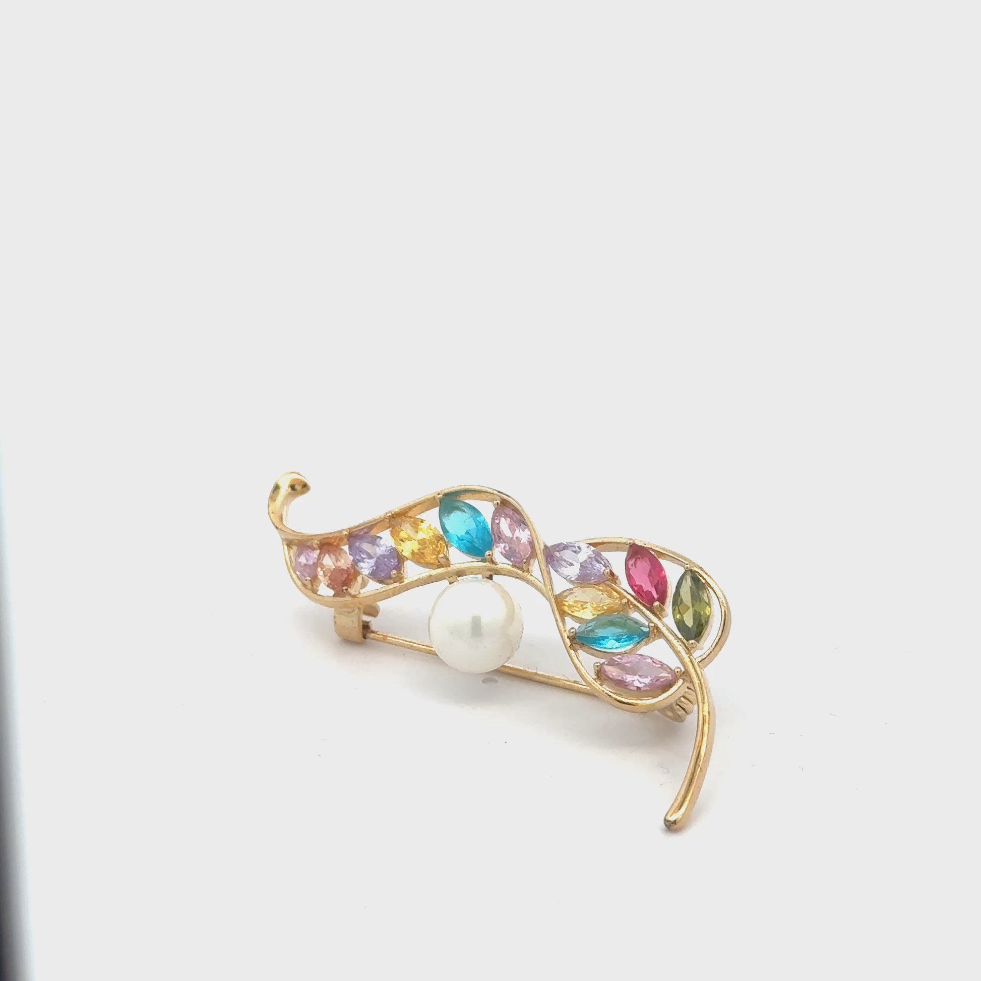 Broșă Swarovski Frunza  – Placată cu Aur de 18K