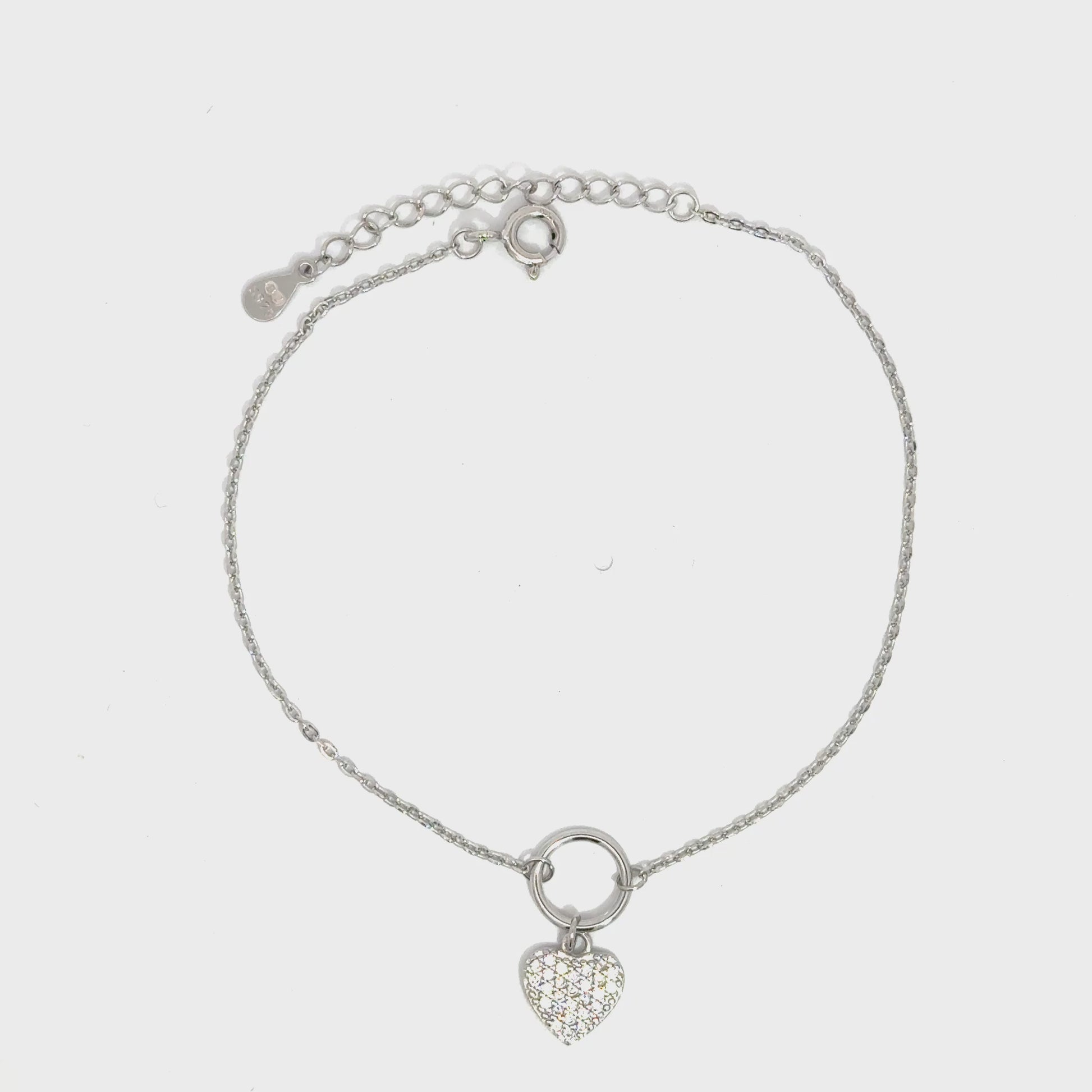 Brățară damă Inimă Pendant, argint+zirconia