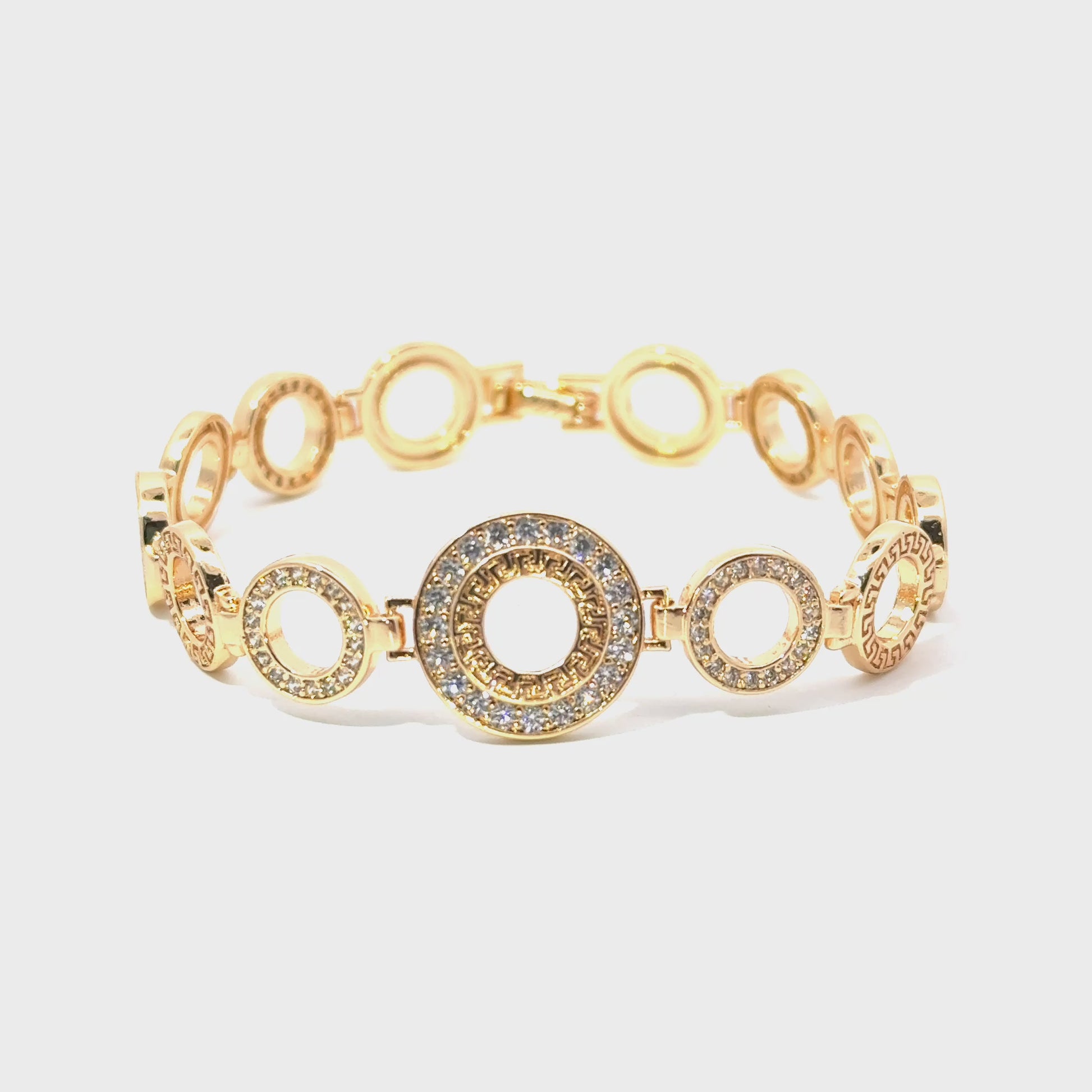 Brățară damă GREEK, placată cu aur roz + zirconia