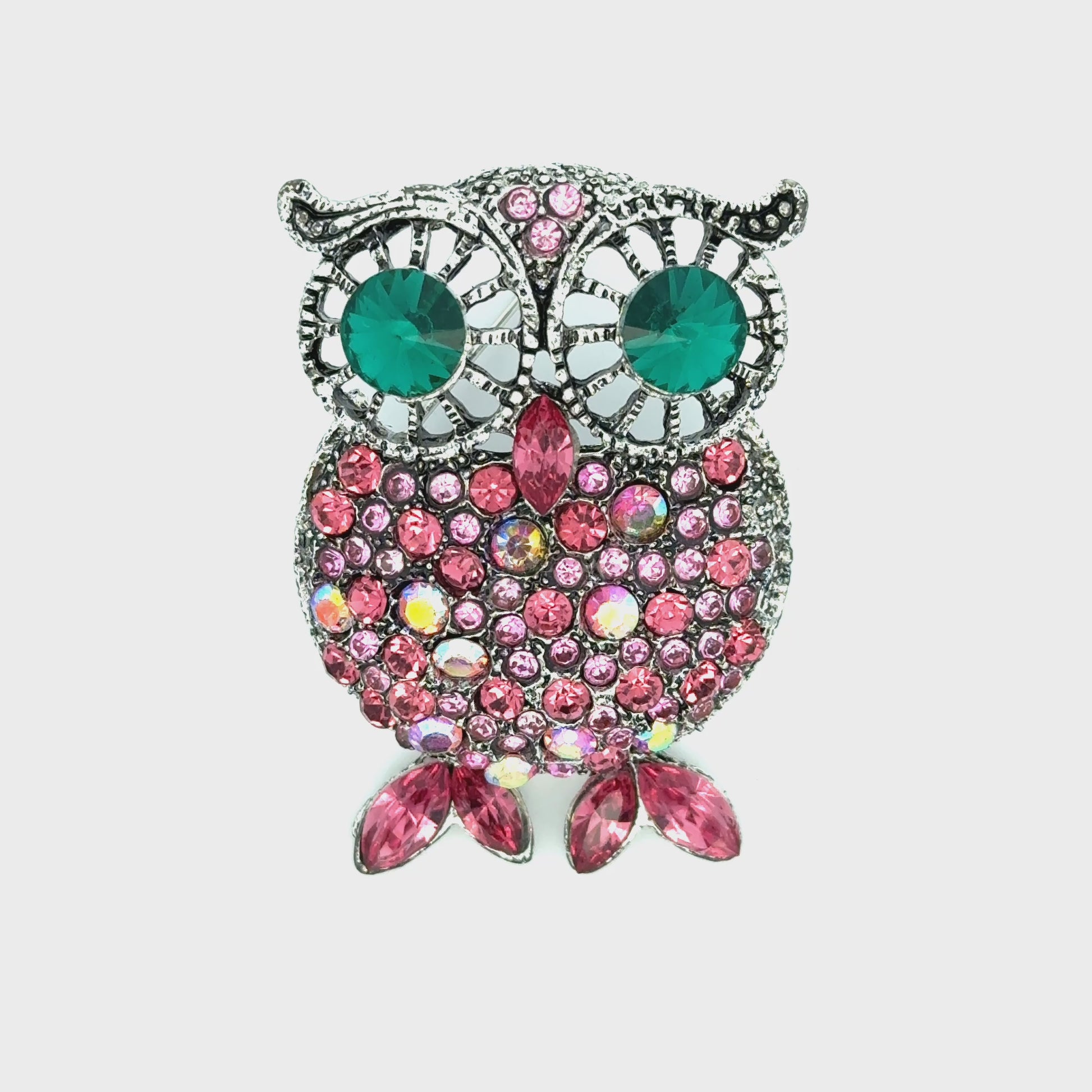 Broșa dama formă de bufniță, zirconia