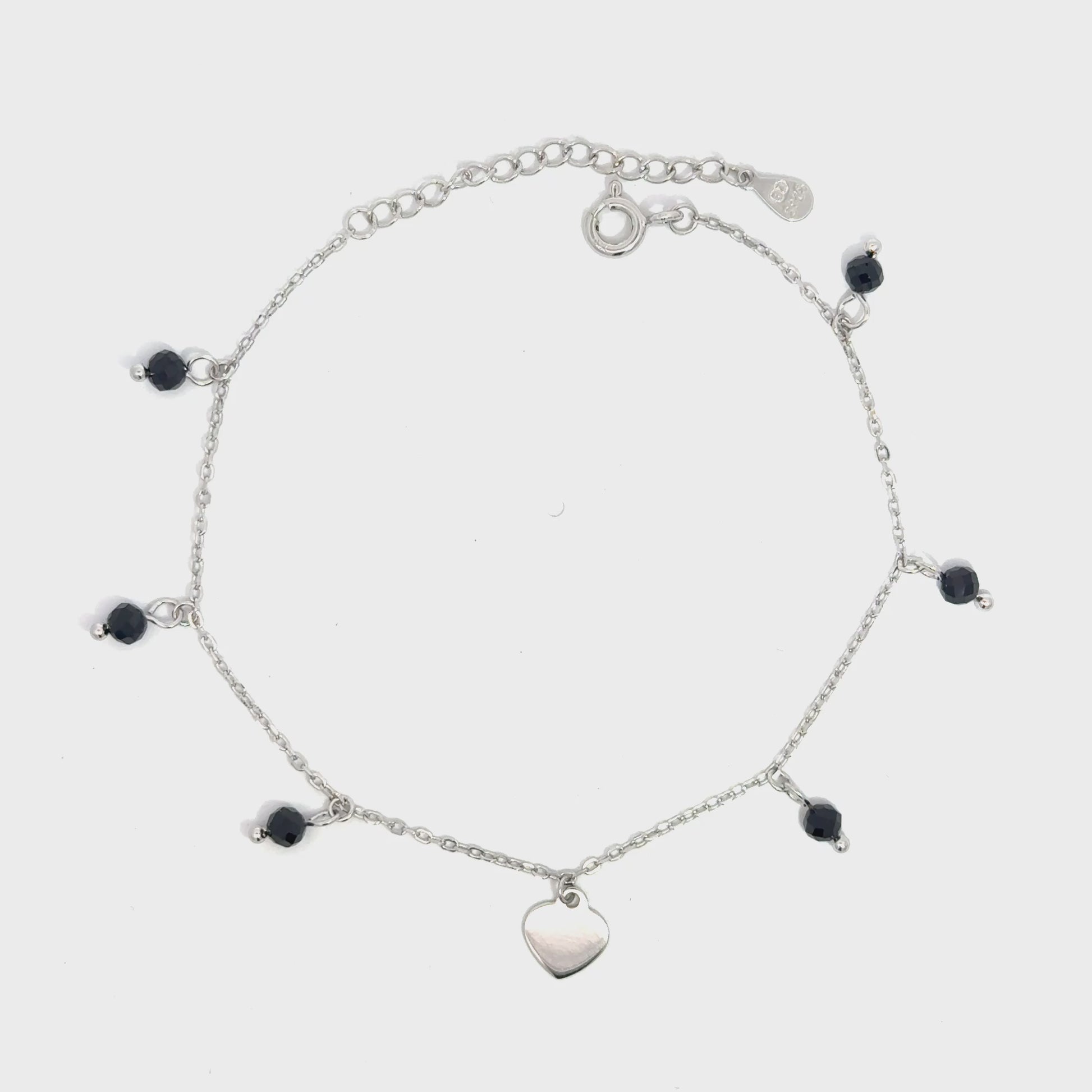 Brățară damă Inimă cu cristale negre, argint