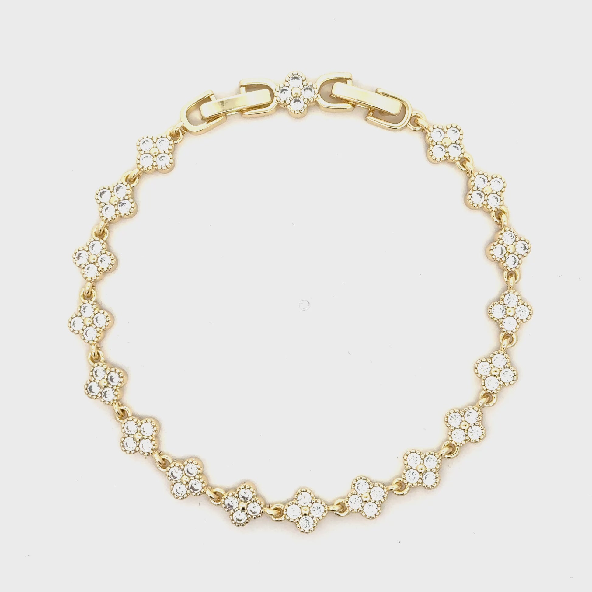 Brățară damă FLORI DE CRISTAL, placată cu Aur + cristale zirconia