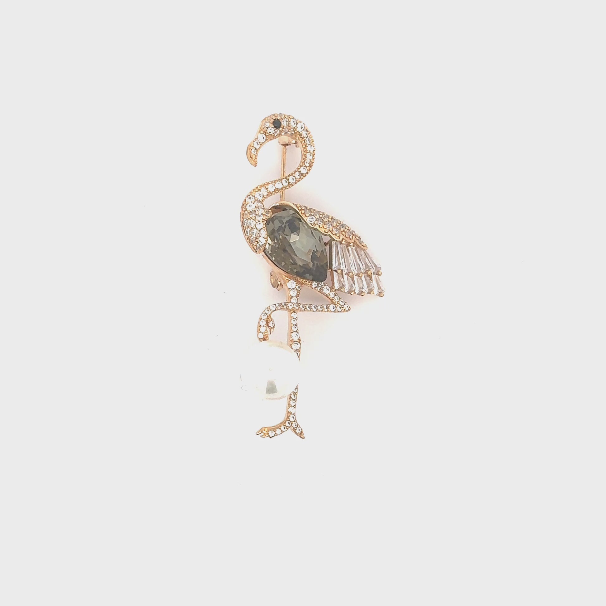 Broșă Swarovski Flamingo – Placată cu Aur de 18K